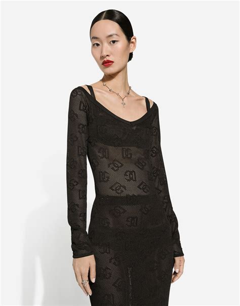 vestido negro dolce gabbana|Vestido de tubo de punto milano in Negro for Women.